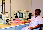 Mark Armitage at the electron microscope.